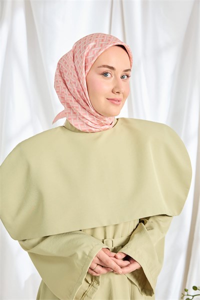 Twill İpek Eşarp Geometrik Pembe
