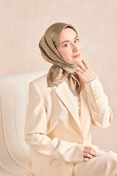Twill İpek Eşarp Line Yeşil Vizon