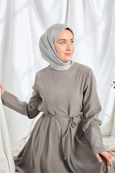 Twill İpek Eşarp Micro Kare Antrasit