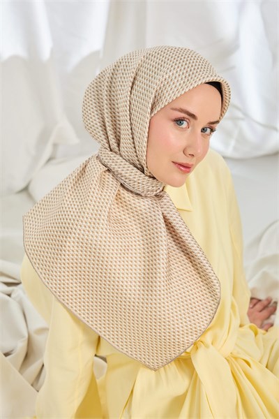 Twill İpek Eşarp Micro Kare Kahverengi