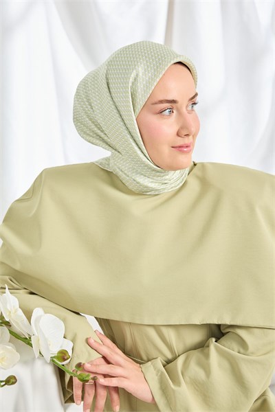 Twill İpek Eşarp Micro Kare Yeşil