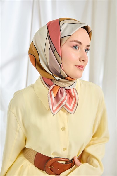 Twill İpek Eşarp Mid-Century Gülkurusu