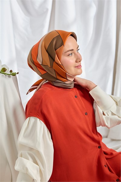 Twill İpek Eşarp Mid-Century Kahverengi