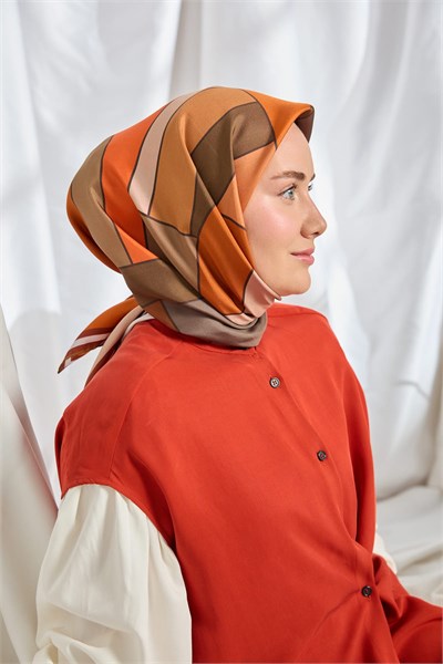Twill İpek Eşarp Mid-Century Kahverengi