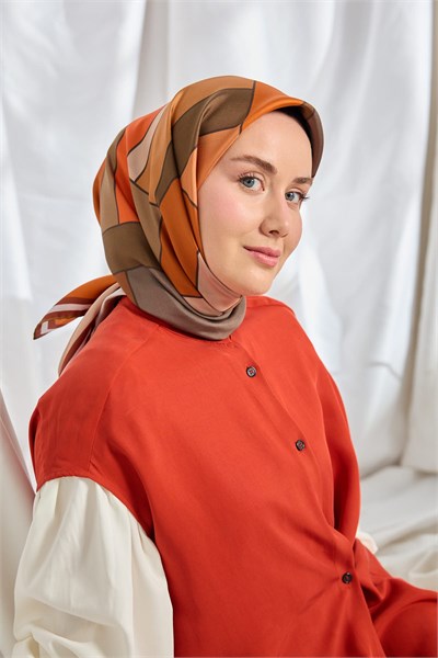 Twill İpek Eşarp Mid-Century Kahverengi