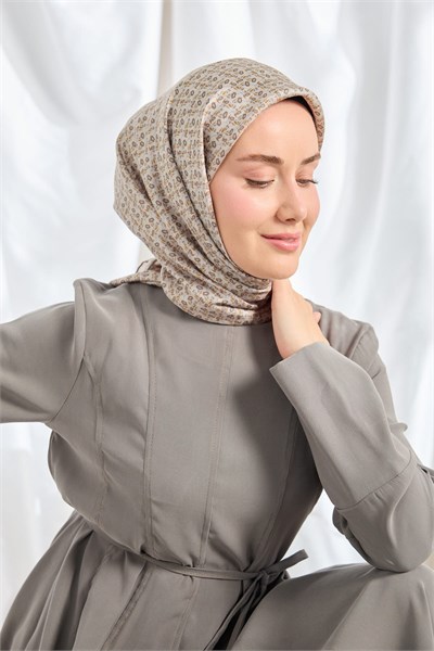 Twill İpek Eşarp Mini Bouquet Açık Gri