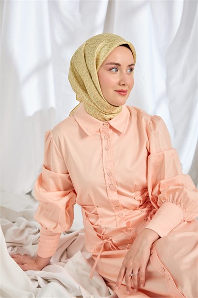 Twill İpek Eşarp Mini Bouquet Açık Sarı