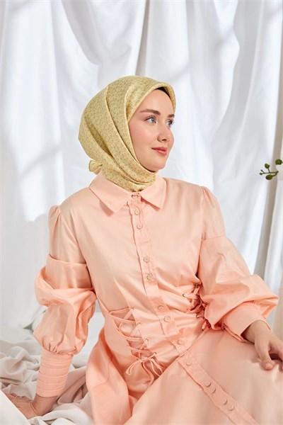 Twill İpek Eşarp Mini Bouquet Açık Sarı