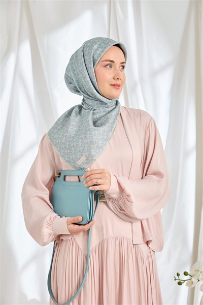 Twill İpek Eşarp Mini Bouquet Bebe Mavi