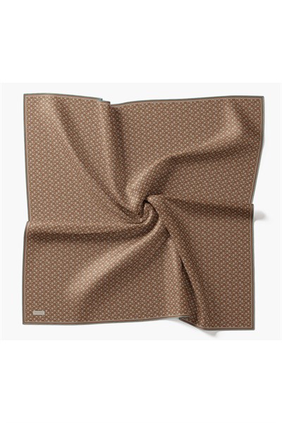 Twill İpek Eşarp Mini Bouquet Kahverengi
