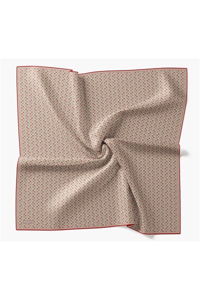 Twill İpek Eşarp Mini Bouquet Krem