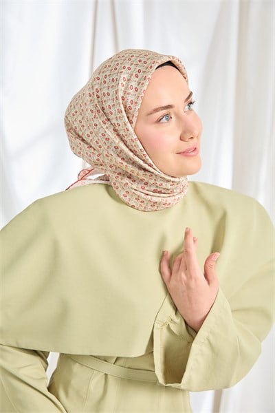 Twill İpek Eşarp Mini Bouquet Krem