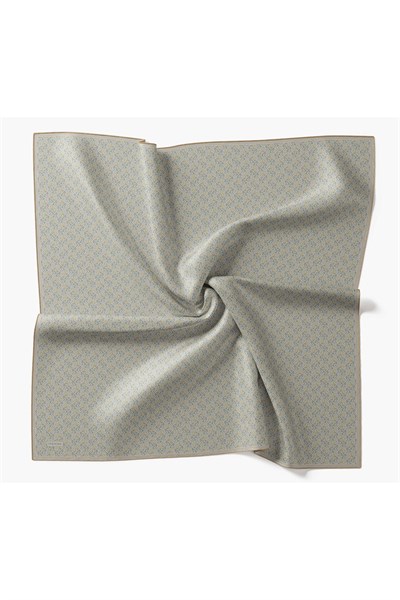 Twill İpek Eşarp Mini Bouquet Mavi Gri