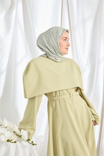 Twill İpek Eşarp Mini Bouquet Mavi Gri