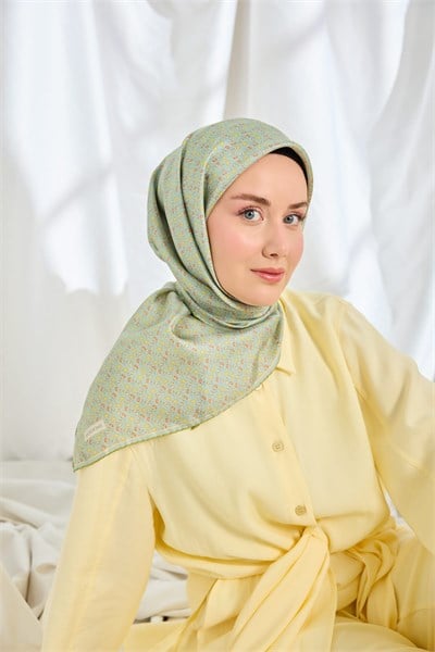 Twill İpek Eşarp Mini Bouquet Mint Yeşil
