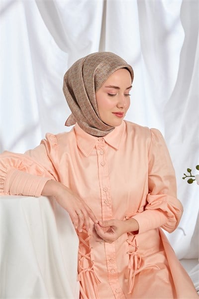 Twill İpek Eşarp Mini Bouquet Vizon