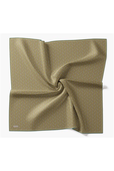 Twill İpek Eşarp Mini Bouquet Yağ Yeşili