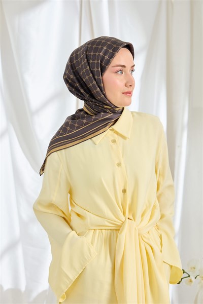 Twill İpek Eşarp Monogram Acı Kahve
