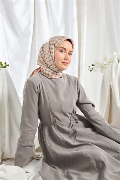 Twill İpek Eşarp Monogram Taş