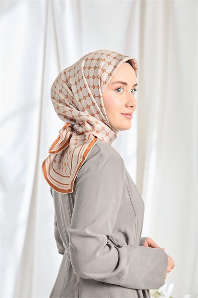 Twill İpek Eşarp Monogram Taş