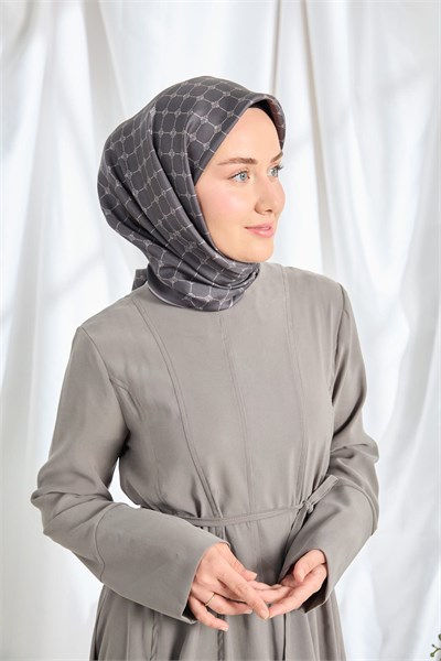 Twill İpek Eşarp Monogram Füme