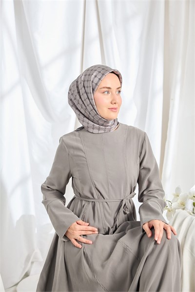 Twill İpek Eşarp Monogram Koyu Gri