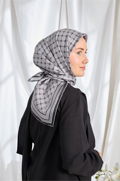 Twill İpek Eşarp Monogram Füme