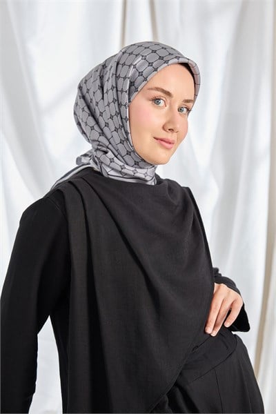 Twill İpek Eşarp Monogram Füme