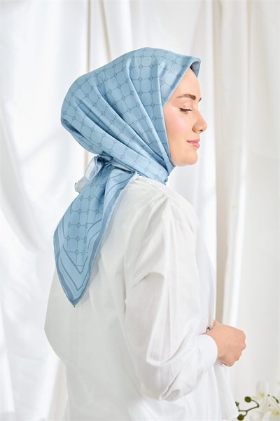 Twill İpek Eşarp Monogram Bebe Mavisi