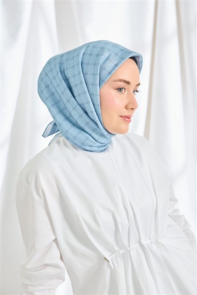 Twill İpek Eşarp Monogram Bebe Mavisi