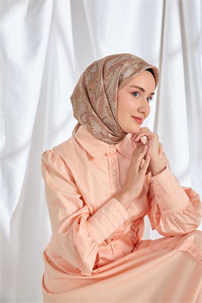 Twill İpek Eşarp Ottoman Paisley Gri