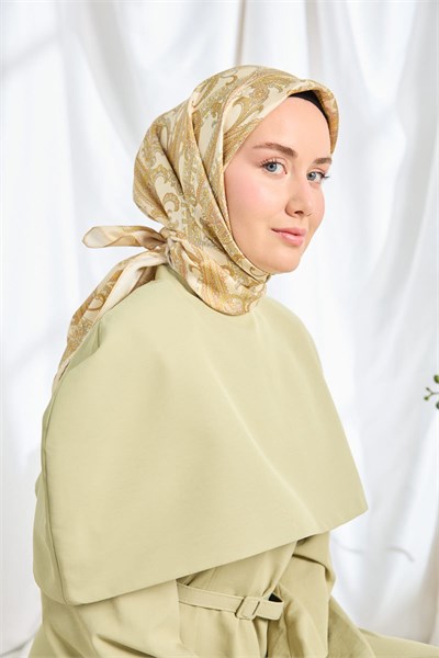 Twill İpek Eşarp Ottoman Paisley Krem
