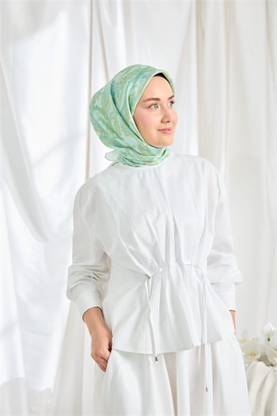Twill İpek Eşarp Ottoman Paisley Mint Yeşili