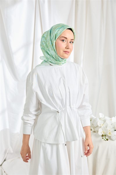 Twill İpek Eşarp Ottoman Paisley Mint Yeşili