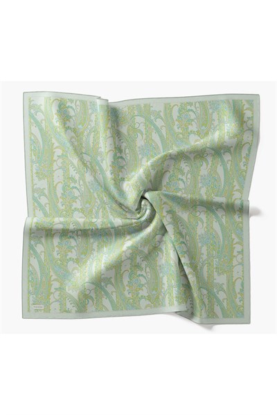 Twill İpek Eşarp Ottoman Paisley Mint Yeşili