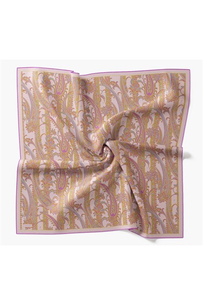Twill İpek Eşarp Ottoman Paisley Pembe