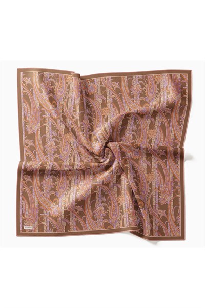 Twill İpek Eşarp Ottoman Paisley Yeşil Kahve