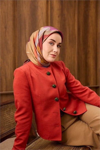 Twill İpek Eşarp Painterly Kahverengi