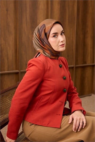Twill İpek Eşarp Painterly Kırmızı