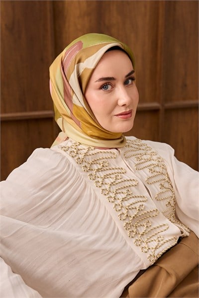 Twill İpek Eşarp Painterly Pembe