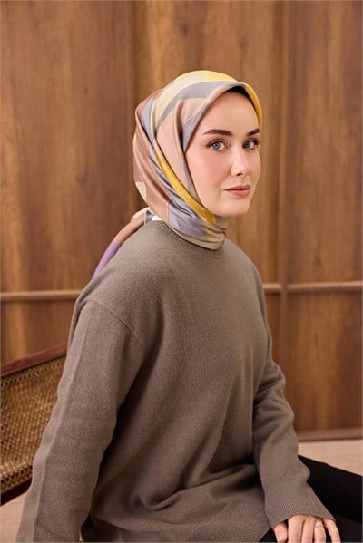Twill İpek Eşarp Painterly Sarı