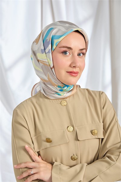 Twill İpek Eşarp Soyut Gri