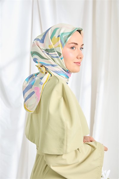Twill İpek Eşarp Soyut Su Yeşili