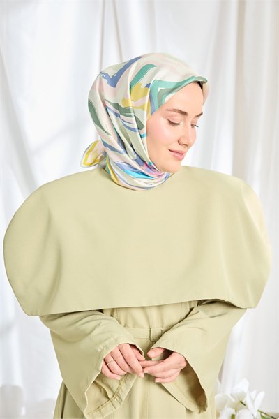 Twill İpek Eşarp Soyut Su Yeşili