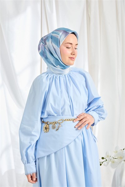 Twill İpek Eşarp Watercolor Bebe Mavisi
