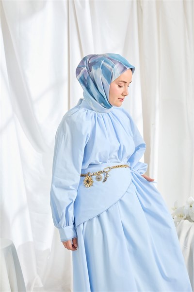 Twill İpek Eşarp Watercolor Bebe Mavisi