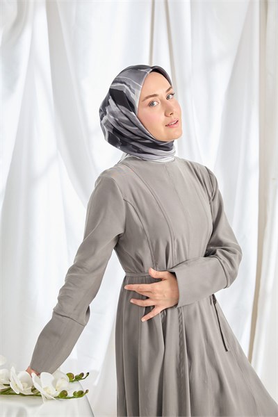 Twill İpek Eşarp Watercolor Gri