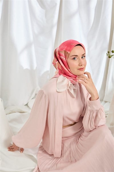 Twill İpek Eşarp Watercolor Pembe