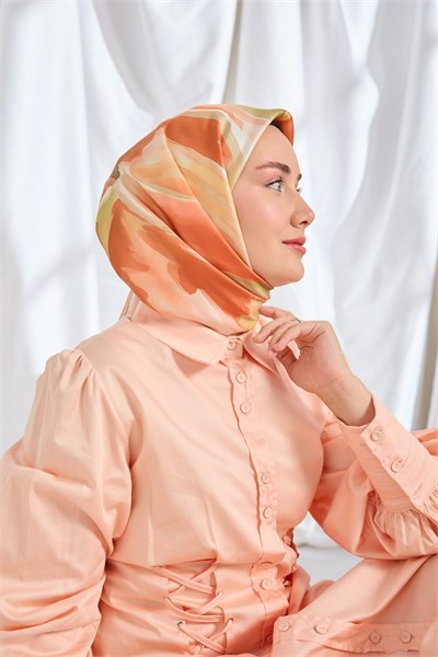 Twill İpek Eşarp Watercolor Yavruağzı