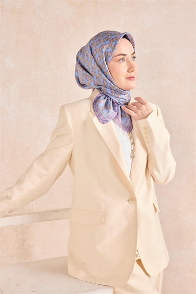 Twill İpek Eşarp Zincir Bebe Mavi